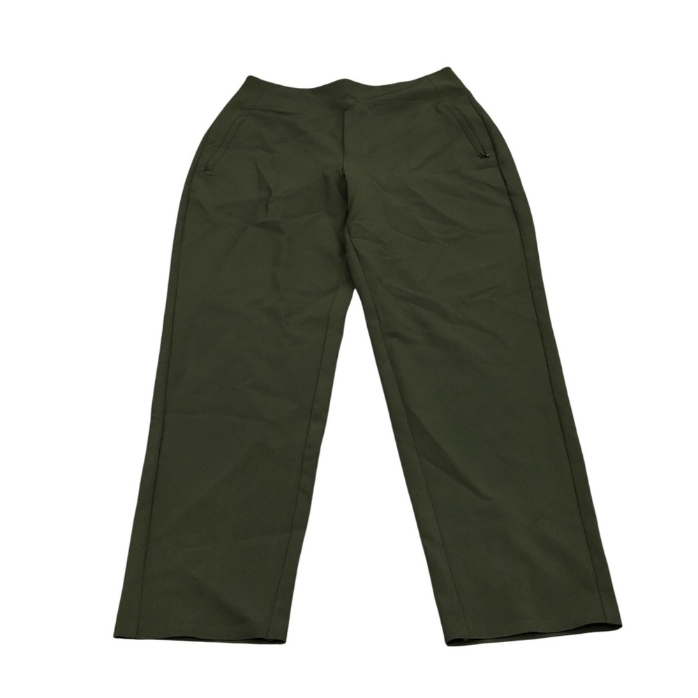 Athleta Endless High Rise Pants Women 10 Green Straight Leg Stretch 533636-10